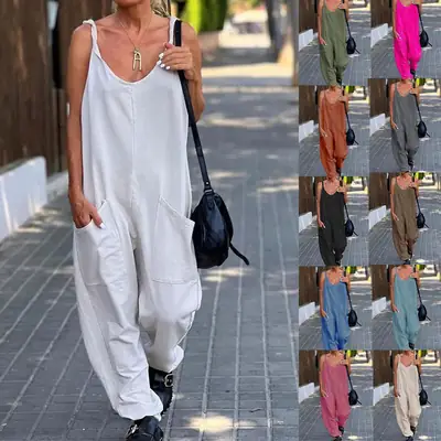 Sleeveless V-Neck Green Jumpsuit Set