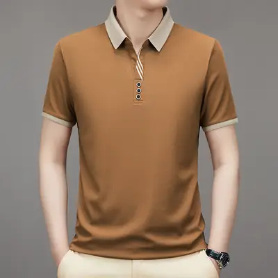 Men's 2023 Summer Polo Shirt Navy Blue Waffle Knit