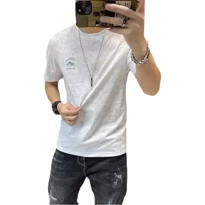 Men Ice Silk T-Shirt Black Short Sleeve Quick Dry