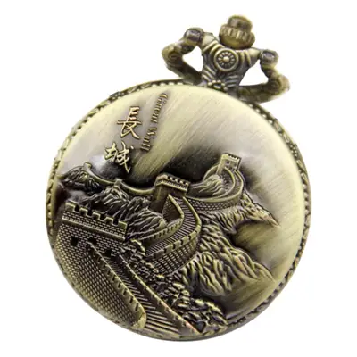 Chinese Long Pocket Watch Bronze Gold Retro Men Women