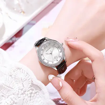 Women's Gypsophila Diamond Watch with Black Strap