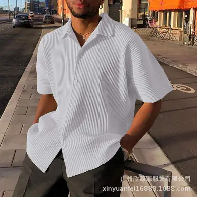 New Men's White Loose Fit Casual Shirt