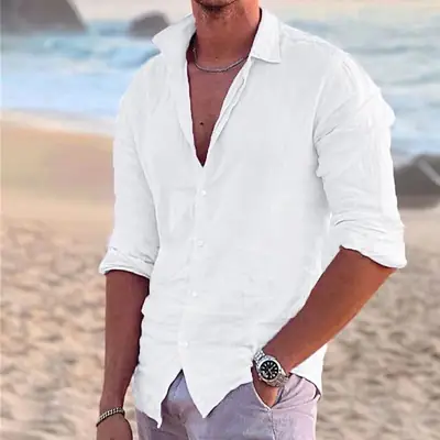 Men's Blue Turtleneck Summer Shirt 2023