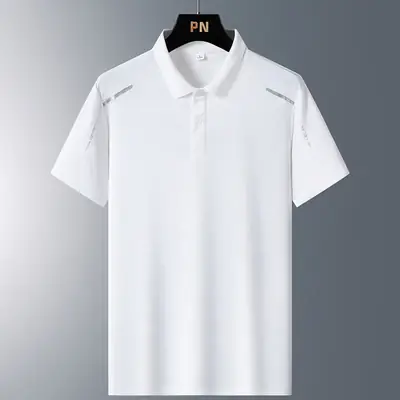 Men's Black Ice Silk Polo Shirt Summer