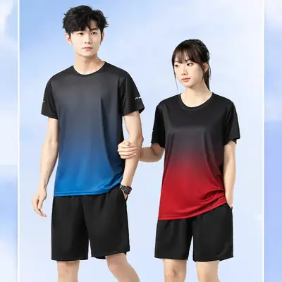 Men 2025 Summer Ice Silk Gradient Shorts Suit