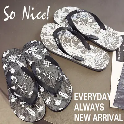 Summer Korean style trendy men's slippers men's beach sandals personalized outdoor non-slip flip flops wholesale