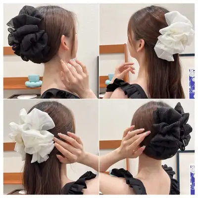 White Large Hairpin with Elegant Bow Design