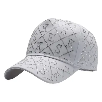 Silver Rhinestone Baseball Cap with Logo Design