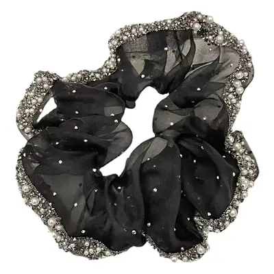 Black Pearl Embellished Hair Ring for Women