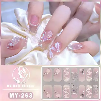 Waterproof Butterfly Nail Stickers Pink 5D Design