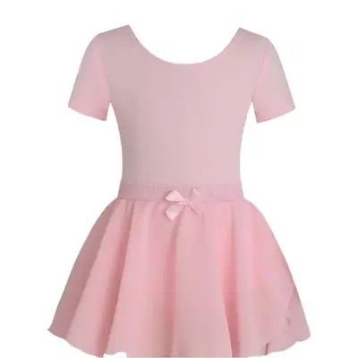 Black Ballet Dance Suit for Girls Short Sleeve Performance Wear