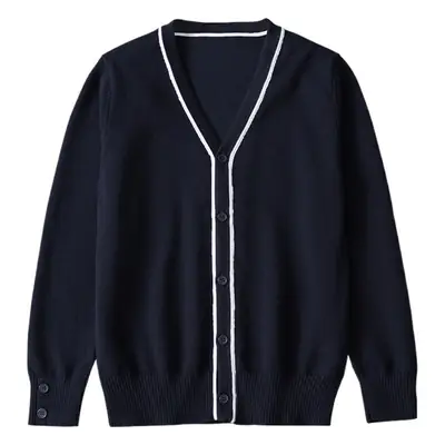 Navy Blue British Style Boys Cardigan Sweater Medium Large