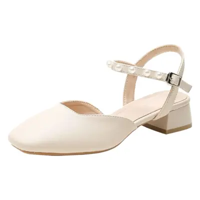 Fairy-Style Pearl Mid-heel Sandals for Women