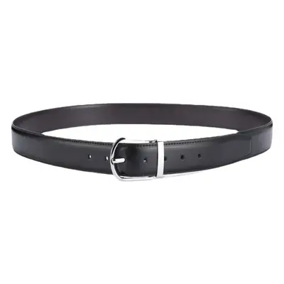 Men's Black Leather Belt with Silver Buckle 138cm