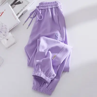 Girls Purple Sweatpants 2025 Spring Casual Pants