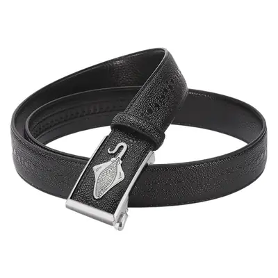 Men's Black Croc Leather Belt with Gold Buckle
