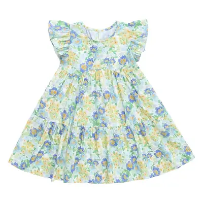 Girls Floral Cotton Ruffled Dress Summer Middle School