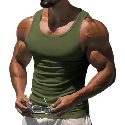 2023 Men's Black I-Shaped Summer Fitness Vest