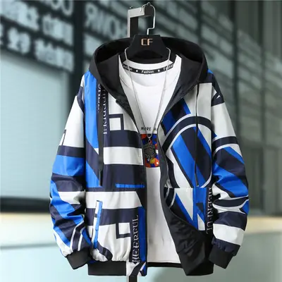 Men Printed Hooded Jacket 2021 Casual All-match