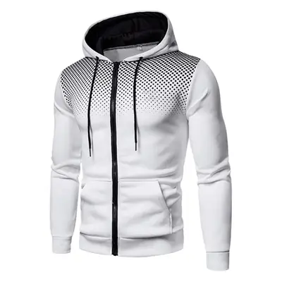 Blue Men's Hooded Sweatshirt with Red Zip Front