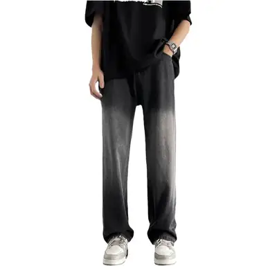 Men Wide Leg Jeans High Street Fashion Straight Loose Pants