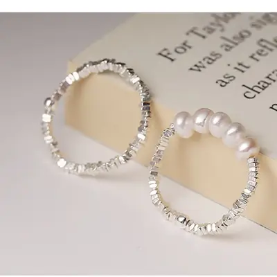Broken Silver Pearl Ring for Women's Fashion