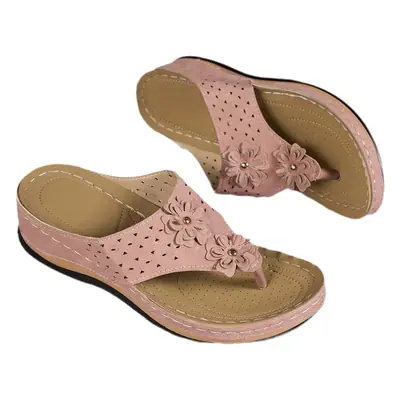 Answer Code cross-border summer flip flops flower muffin bottom slippers plus size casual women's rubber sandals Flip Flops