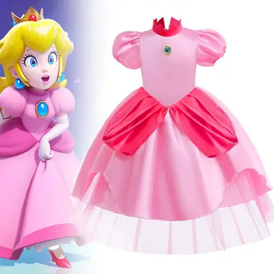 2023 New Kids Super Mario Dress Pink Tulle