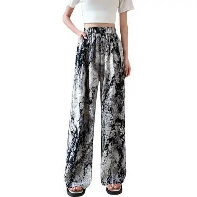 Women Tie-Dye Wide Leg Pants High Waist 2023