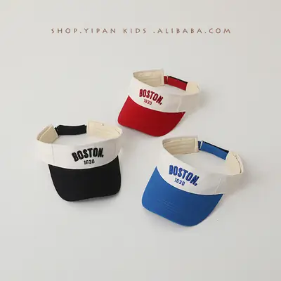 Children's Boston Sunscreen Cap Teal White Adjustable