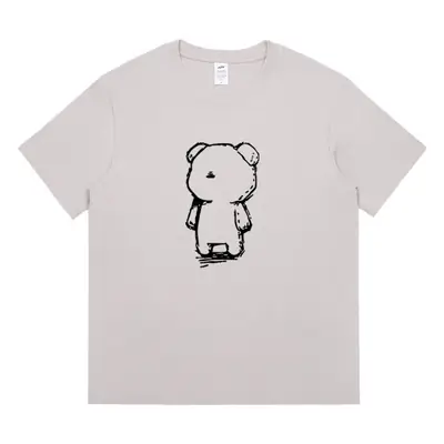 Pure Cotton Bear Print Women Summer T-Shirt White