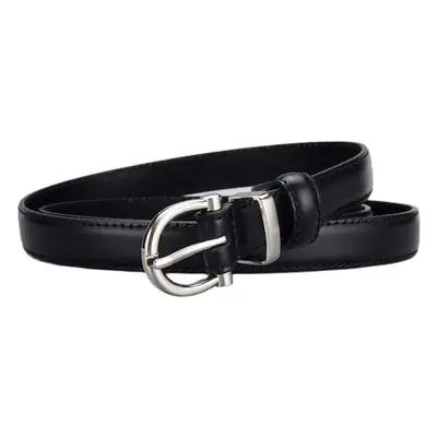 White Leather Belt with Silver Buckle for Women