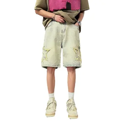 Washed Denim Shorts Men Summer Plus Size Loose Fit