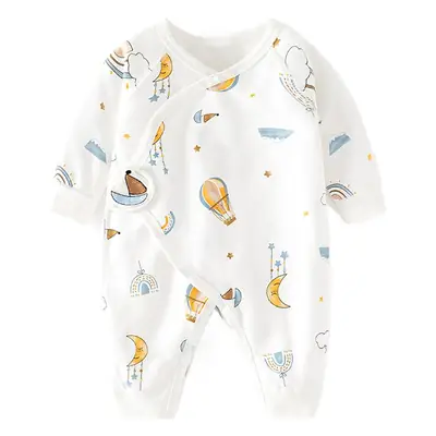 Newborn Pure Cotton Monkey Moon Jumpsuit White