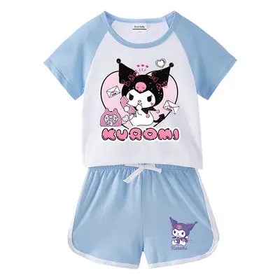 2023 Kids Kurta Shorts Set Black White Curly Cat Print