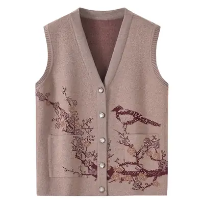 Green Embroidered Sleeveless Vest for Women