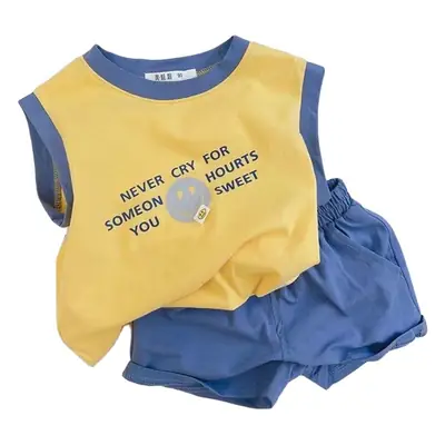 Pure Cotton Sleeveless T-Shirt Vest Shorts Set Boys Summer