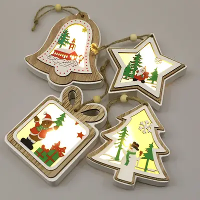 Luminous Wooden Christmas Tree Pendant Decor