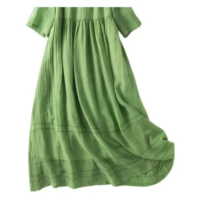 White V-Neck Button Dress for Women