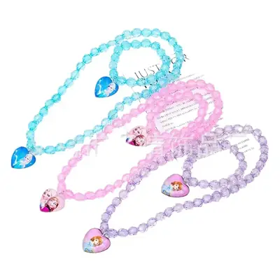 Blue Heart Design Princess Necklace Set for Girls
