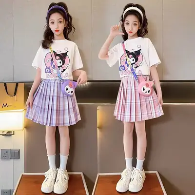 Girls Pink Plaid Skirt JK Uniform Summer Dress