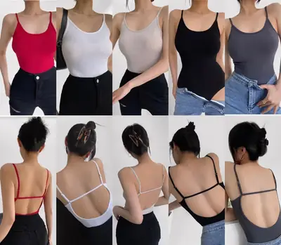 Black V-Neck Sleeveless Women's One-Piece Vest