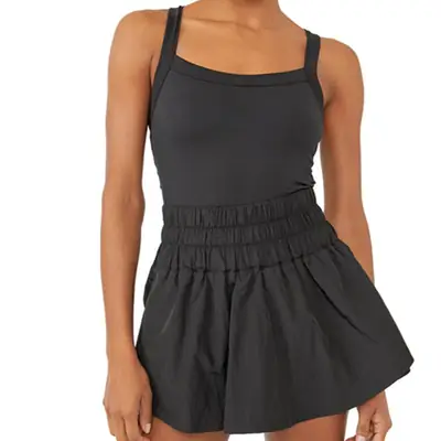 Black Elastic Waist Shorts Set for Women