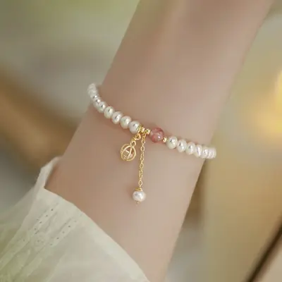 Vintage Pearl Bracelet with Zircon Tassel for Women