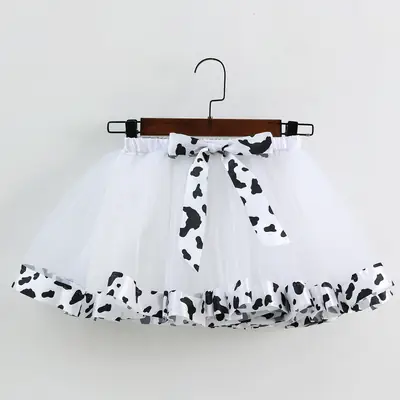 New Girl's Mesh Skirt Red Black Polka Dot Bow