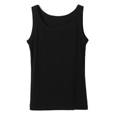 Women's Black Sleeveless Cotton Camisole Slim Fit