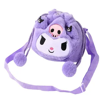 Plush Sanrio Cartoon Crossbody Bag for Girls Purple