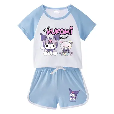 Purple Owl Print Boys Shorts Set Summer Casual