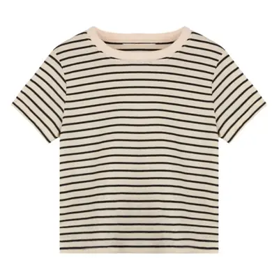Women Retro Striped T-Shirt 2023 Summer Loose Fit
