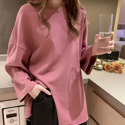 Women Long Sleeve Yellow T-Shirt Lazy Niche Elegant Autumn Korean Style